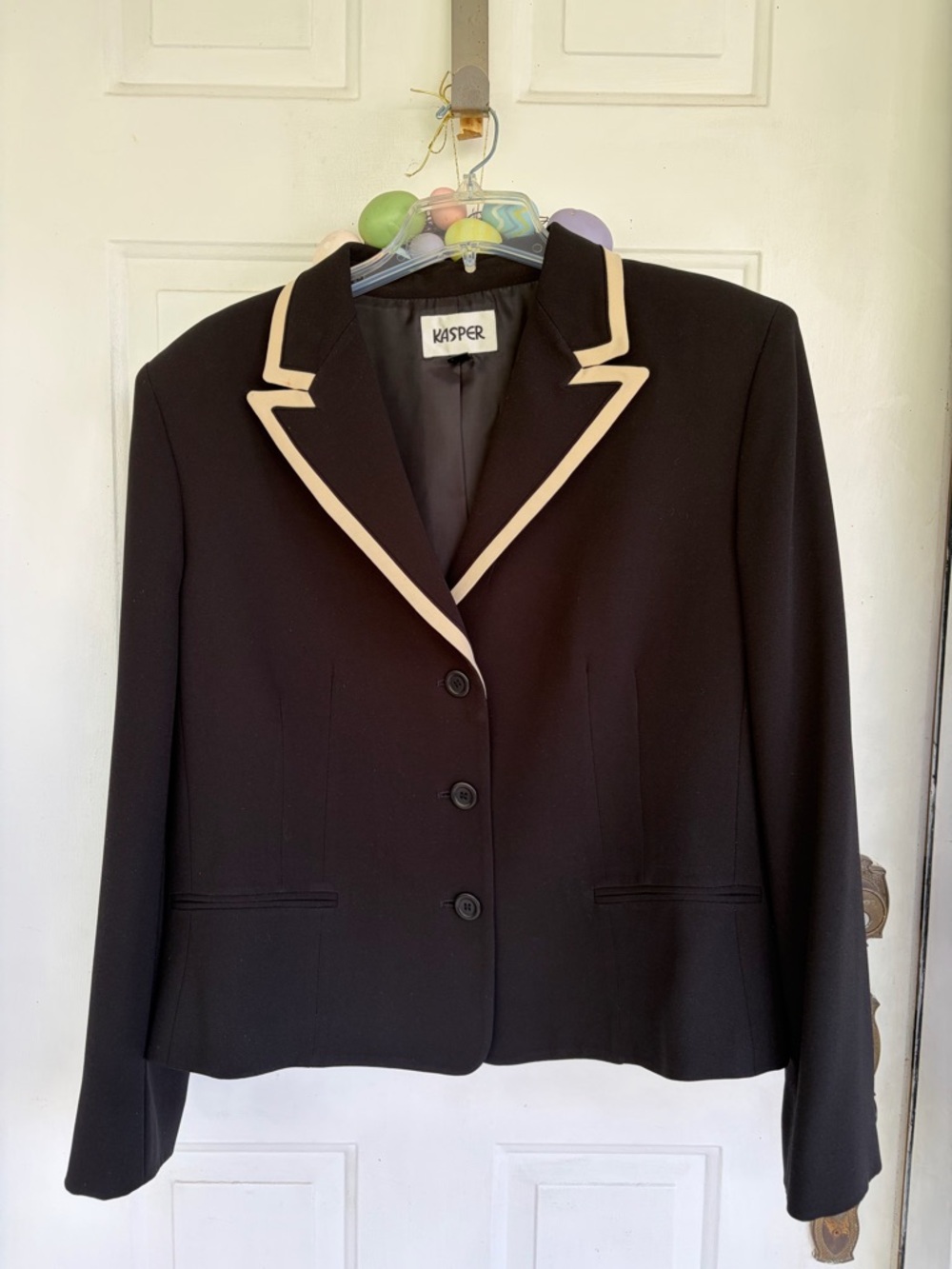 Kasper Black Blazer with Cream Trim
